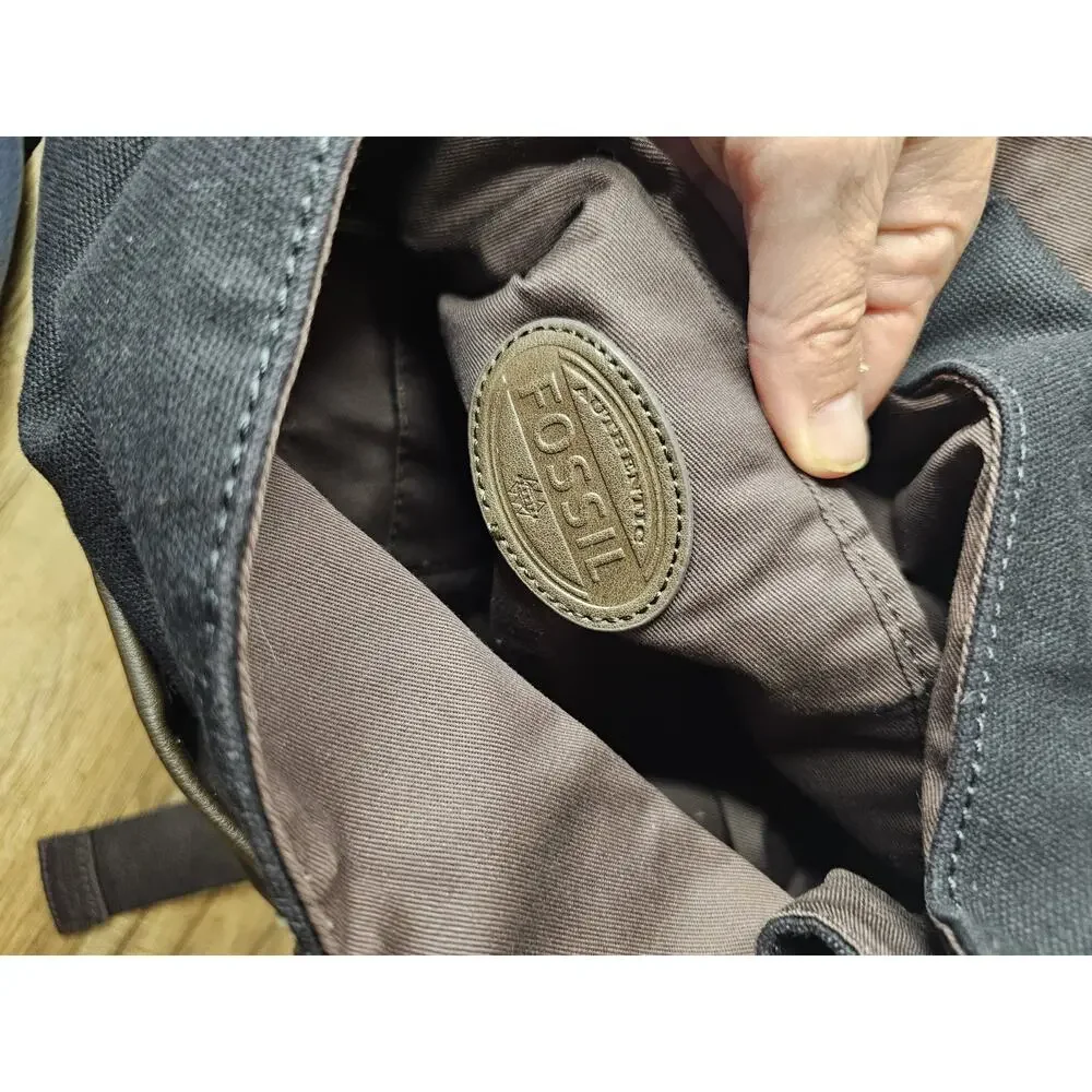 Fossil Lane Ruchsack Canvas Leather Backpack Bag Pockets Travel Work 13x16